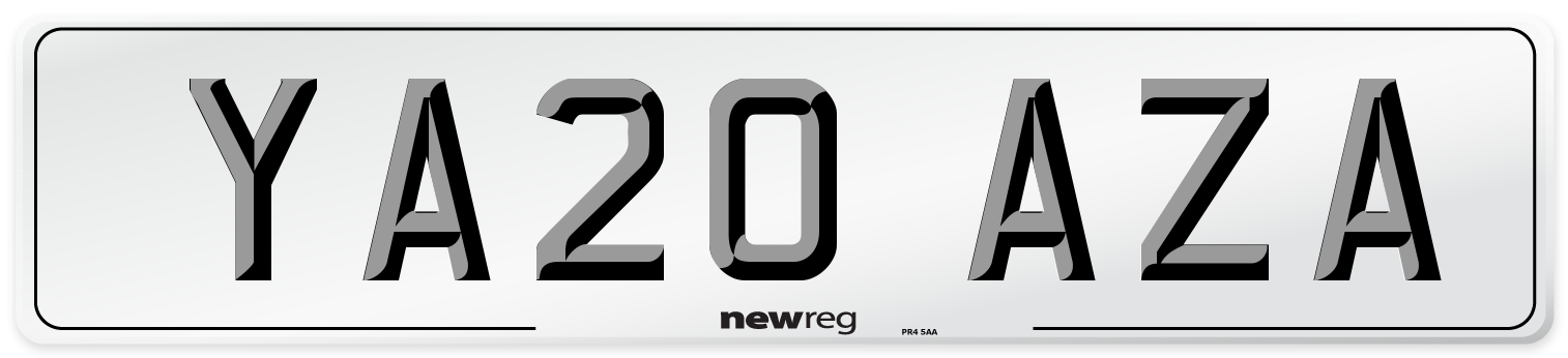 YA20 AZA Number Plate from New Reg